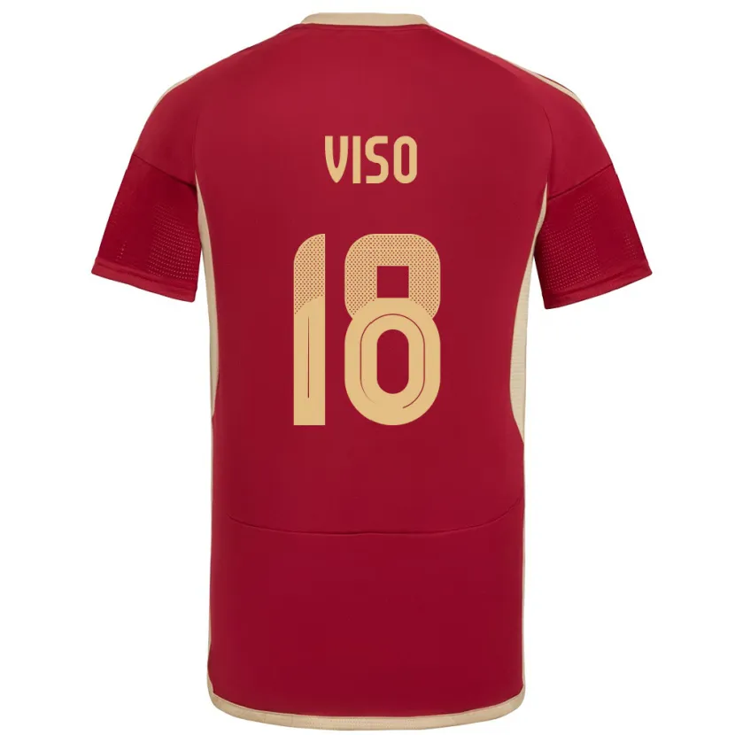Danxen Hombre Camiseta Venezuela Ysaura Viso #18 Borgoña 1ª Equipación 24-26 La Camisa México