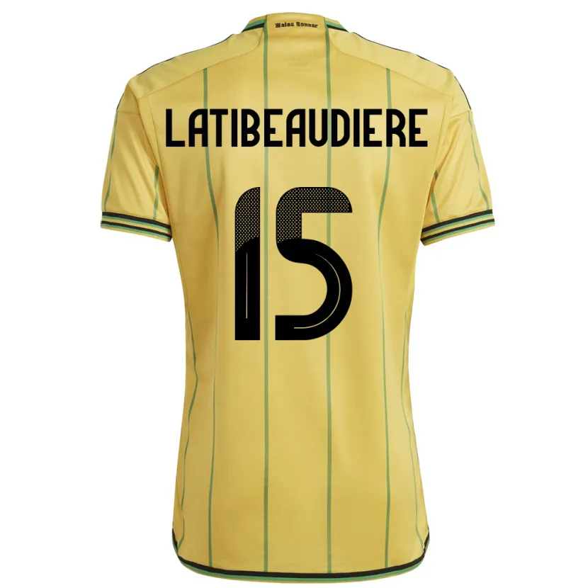 Danxen Hombre Camiseta Jamaica Joel Latibeaudiere #15 Amarillo 1ª Equipación 24-26 La Camisa México