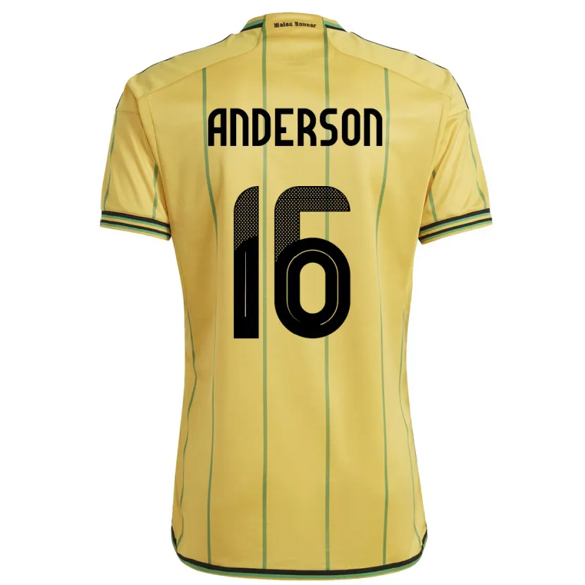 Danxen Hombre Camiseta Jamaica Karoy Anderson #16 Amarillo 1ª Equipación 24-26 La Camisa México