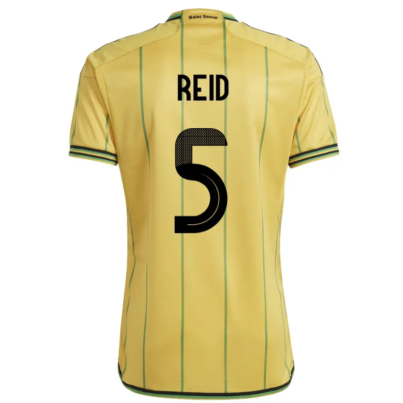 Danxen Hombre Camiseta Jamaica Adrian Reid #5 Amarillo 1ª Equipación 24-26 La Camisa México