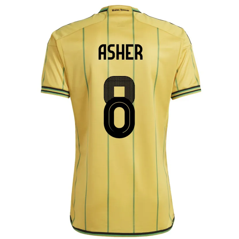 Danxen Hombre Camiseta Jamaica Chinyelu Asher #8 Amarillo 1ª Equipación 24-26 La Camisa México