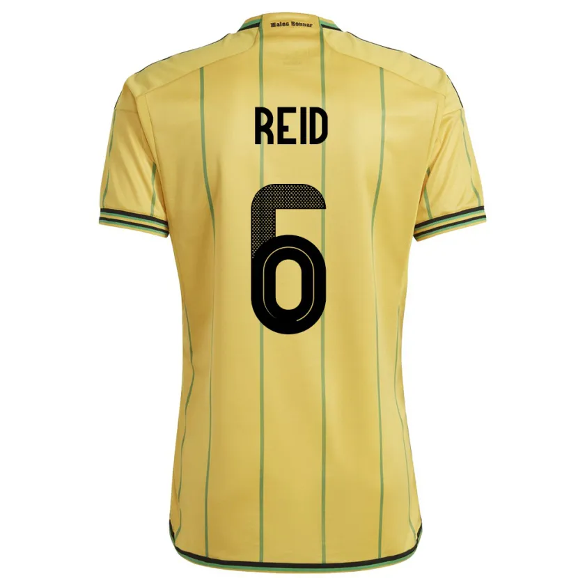 Danxen Hombre Camiseta Jamaica Lauren Reid #6 Amarillo 1ª Equipación 24-26 La Camisa México