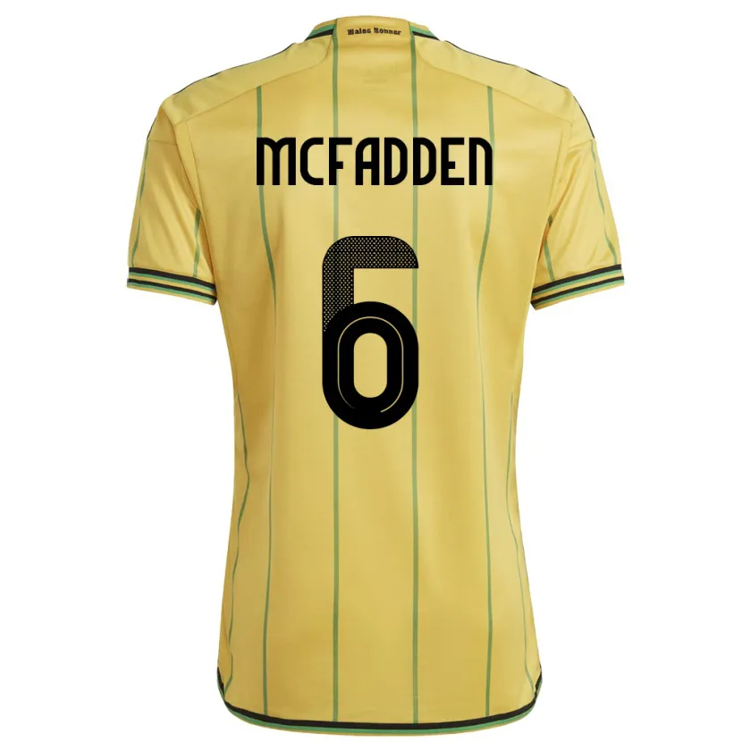 Danxen Hombre Camiseta Jamaica Logan Mcfadden #6 Amarillo 1ª Equipación 24-26 La Camisa México