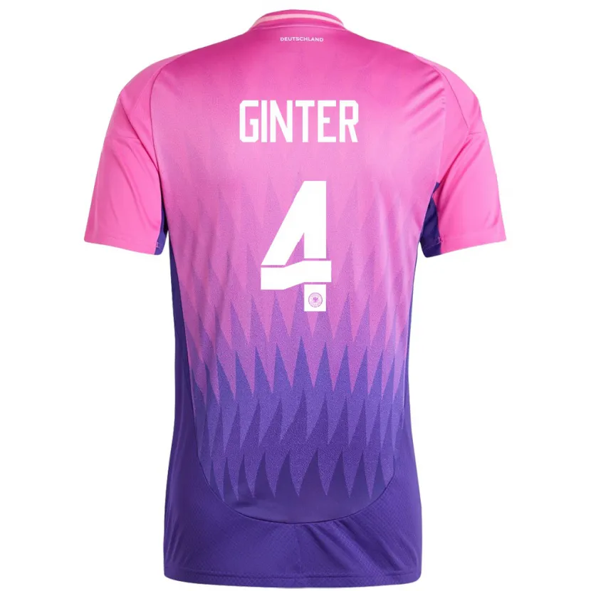 Danxen Hombre Camiseta Alemania Matthias Ginter #4 Rosado Morado 2ª Equipación 24-26 La Camisa México