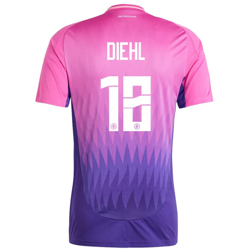 Danxen Hombre Camiseta Alemania Justin Diehl #18 Rosado Morado 2ª Equipación 24-26 La Camisa México