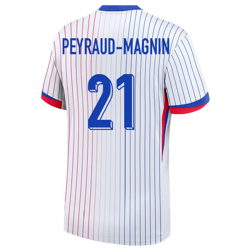 Danxen Hombre Camiseta Francia Pauline Peyraud Magnin #21 Blanco 2ª Equipación 24-26 La Camisa México