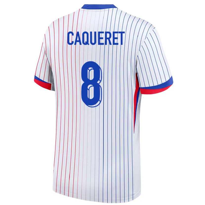 Danxen Hombre Camiseta Francia Maxence Caqueret #8 Blanco 2ª Equipación 24-26 La Camisa México