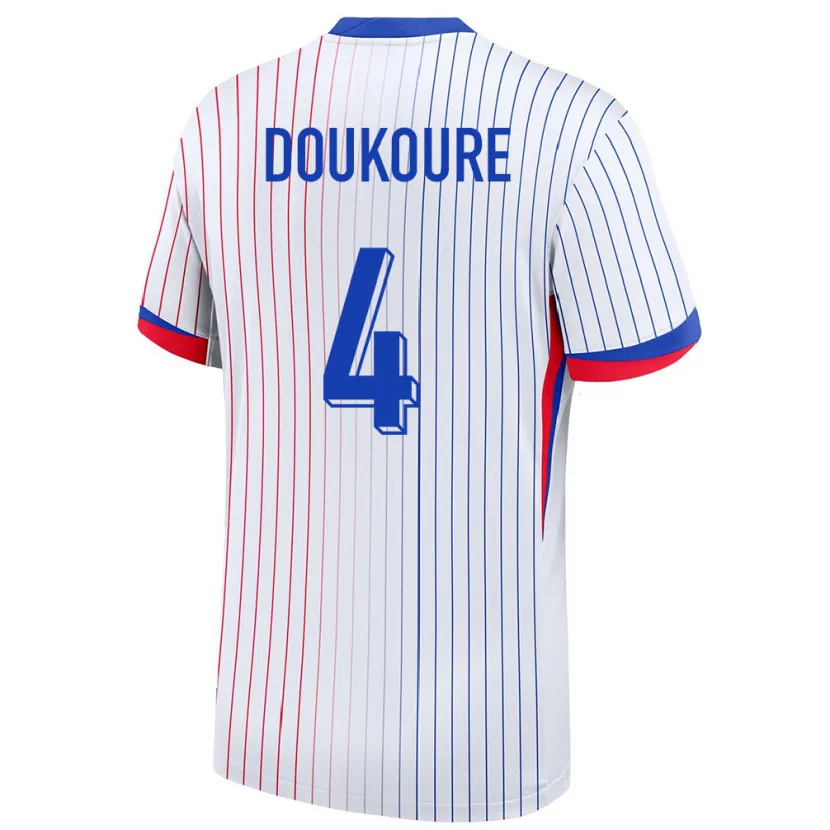 Danxen Hombre Camiseta Francia Ismael Doukoure #4 Blanco 2ª Equipación 24-26 La Camisa México