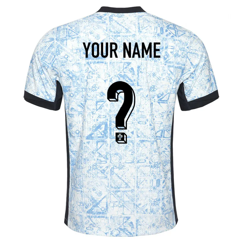 Danxen Hombre Camiseta Portugal Su Nombre #0 Crema Azul 2ª Equipación 24-26 La Camisa México