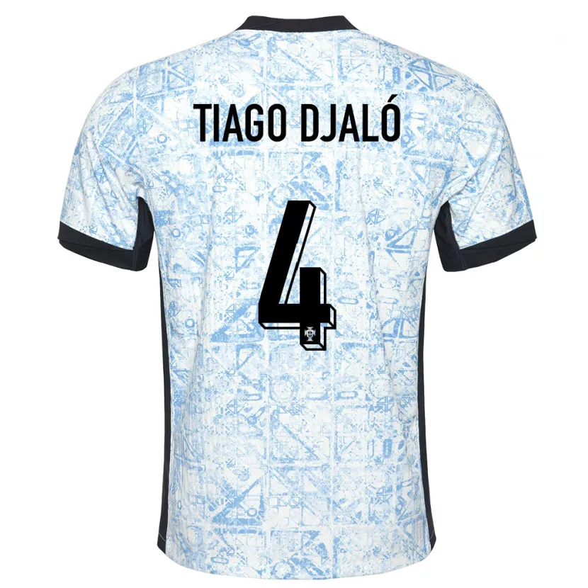 Danxen Hombre Camiseta Portugal Tiago Djalo #4 Crema Azul 2ª Equipación 24-26 La Camisa México