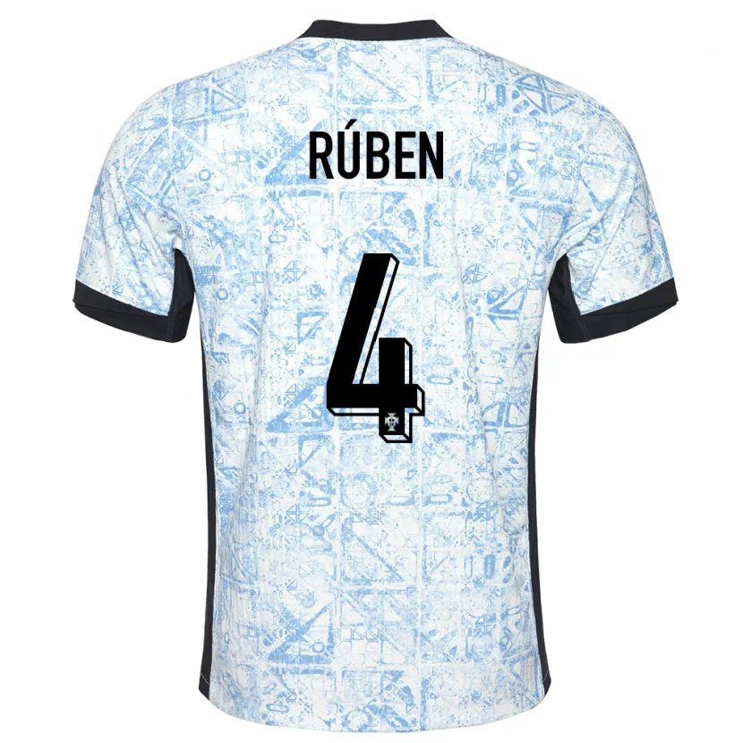 Danxen Hombre Camiseta Portugal Ruben Dias #4 Crema Azul 2ª Equipación 24-26 La Camisa México