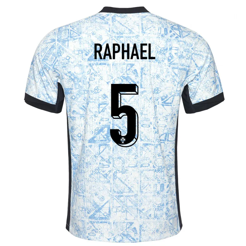 Danxen Hombre Camiseta Portugal Raphael Guerreiro #5 Crema Azul 2ª Equipación 24-26 La Camisa México