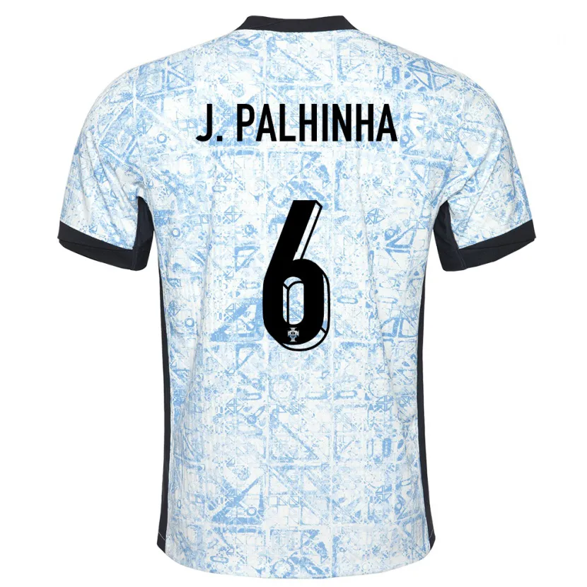 Danxen Hombre Camiseta Portugal Joao Palhinha #6 Crema Azul 2ª Equipación 24-26 La Camisa México