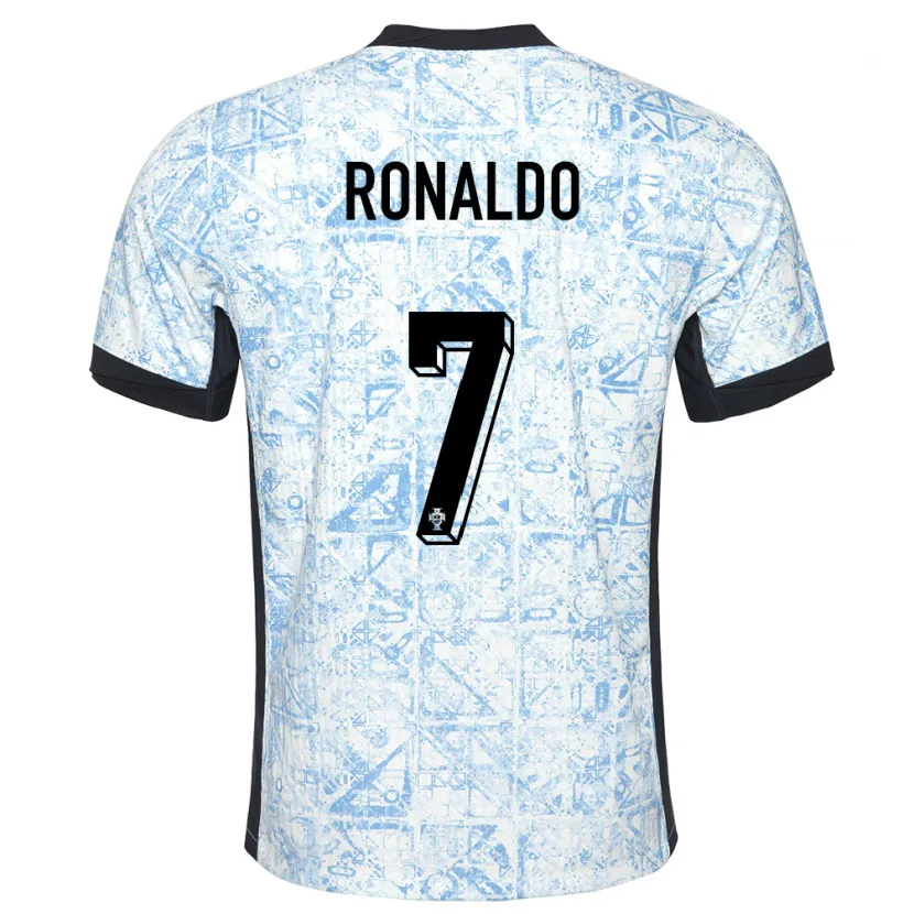 Danxen Hombre Camiseta Portugal Cristiano Ronaldo #7 Crema Azul 2ª Equipación 24-26 La Camisa México