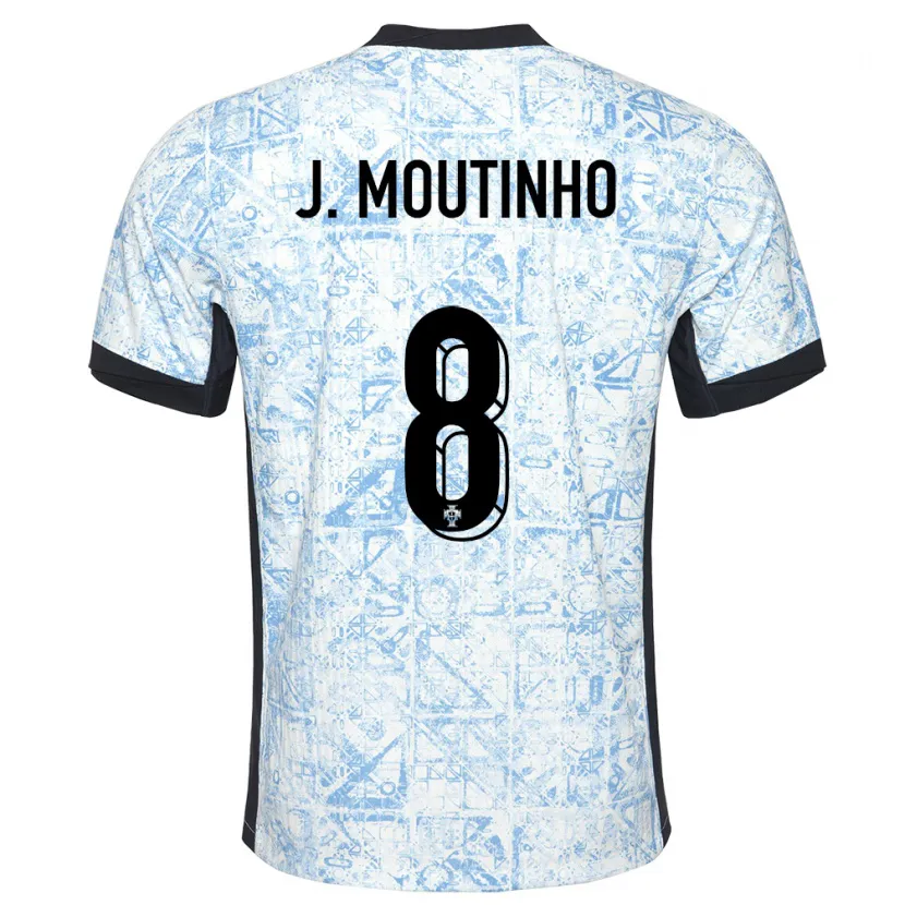 Danxen Hombre Camiseta Portugal Joao Moutinho #8 Crema Azul 2ª Equipación 24-26 La Camisa México