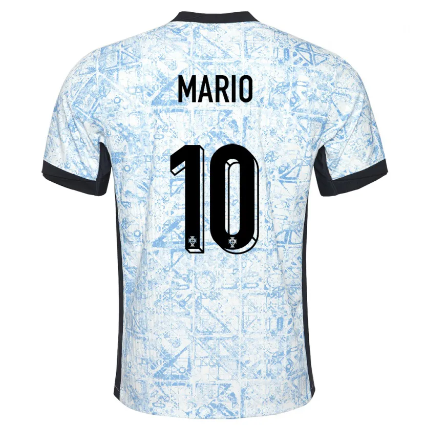 Danxen Hombre Camiseta Portugal Joao Mario #10 Crema Azul 2ª Equipación 24-26 La Camisa México