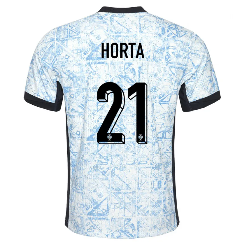 Danxen Hombre Camiseta Portugal Ricardo Horta #21 Crema Azul 2ª Equipación 24-26 La Camisa México