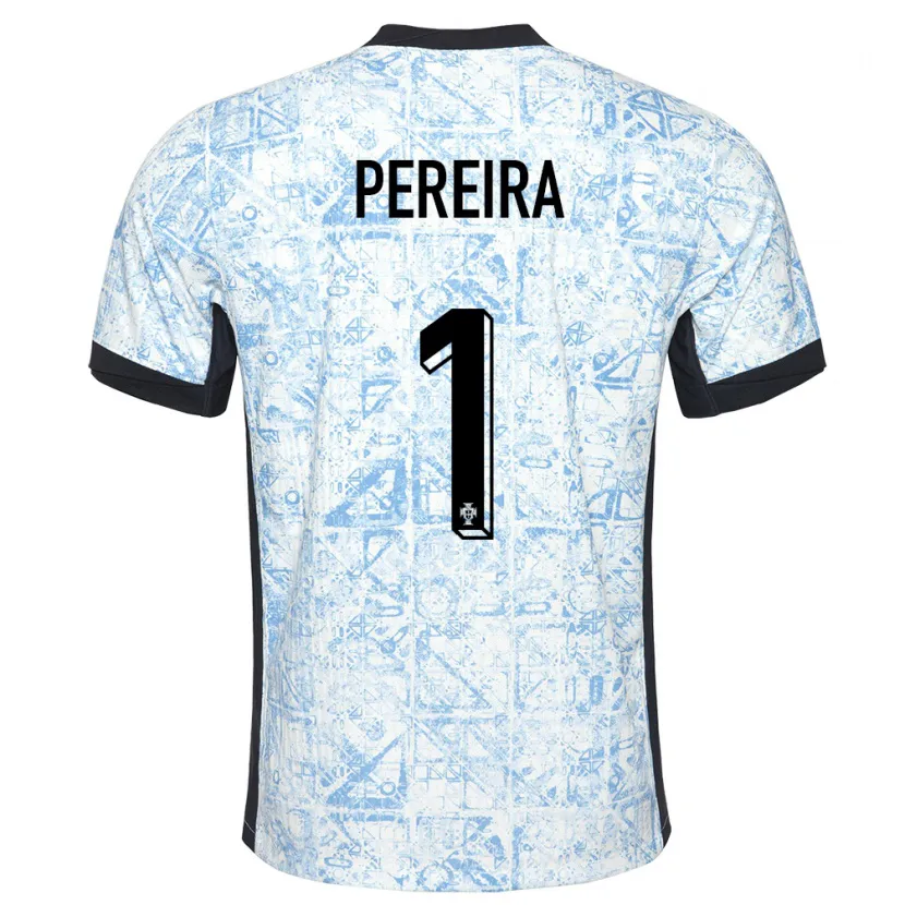 Danxen Hombre Camiseta Portugal Ines Pereira #1 Crema Azul 2ª Equipación 24-26 La Camisa México