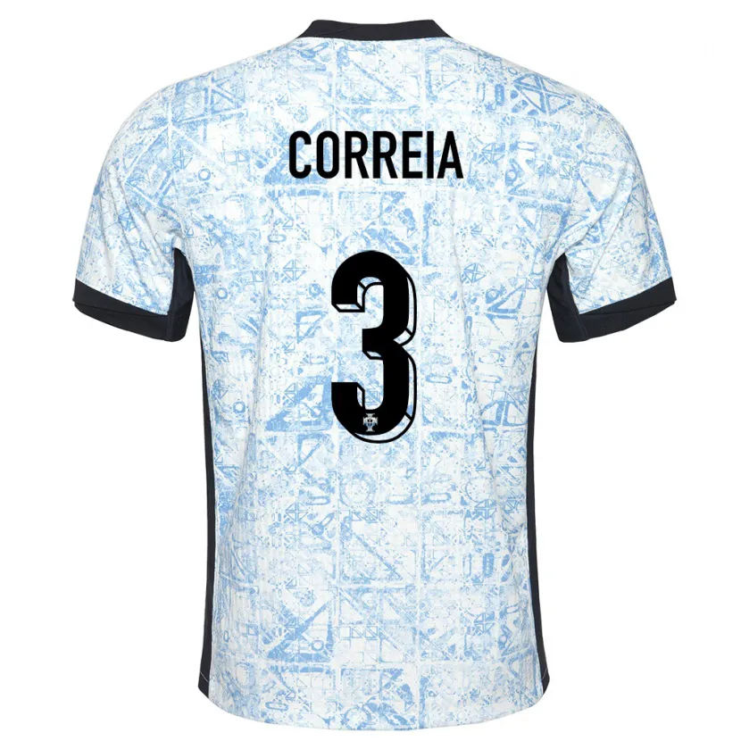 Danxen Hombre Camiseta Portugal Alicia Correia #3 Crema Azul 2ª Equipación 24-26 La Camisa México