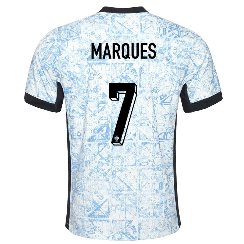 Danxen Hombre Camiseta Portugal Vanessa Marques #7 Crema Azul 2ª Equipación 24-26 La Camisa México