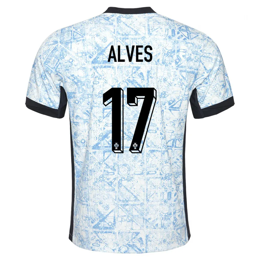 Danxen Hombre Camiseta Portugal Lucia Alves #17 Crema Azul 2ª Equipación 24-26 La Camisa México