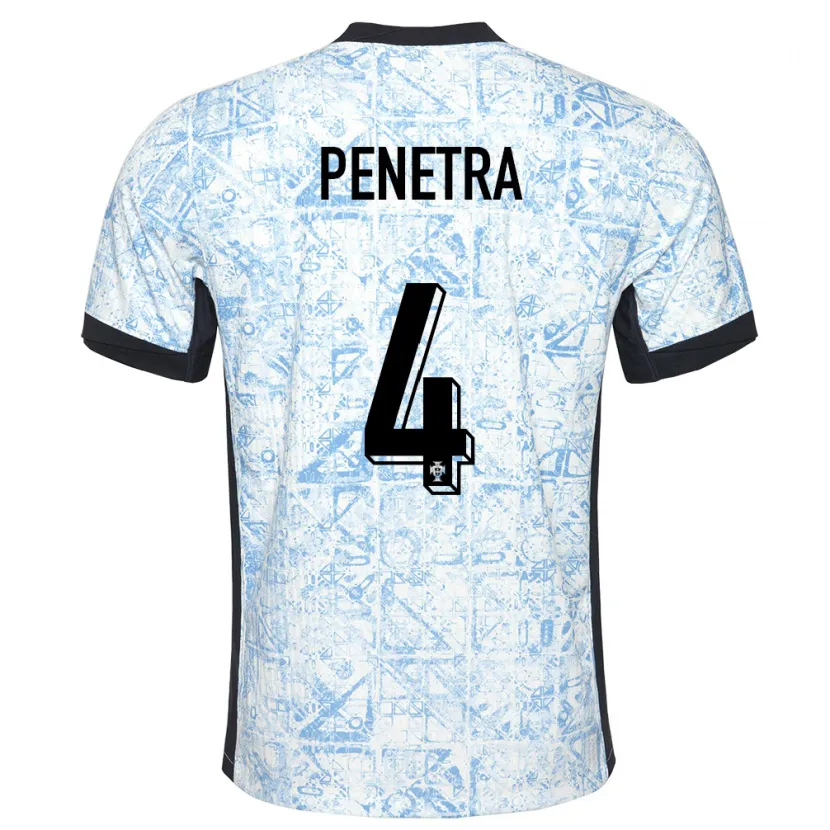 Danxen Hombre Camiseta Portugal Alexandre Penetra #4 Crema Azul 2ª Equipación 24-26 La Camisa México