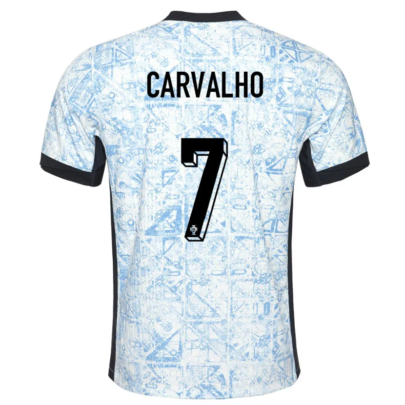 Danxen Hombre Camiseta Portugal Fabio Carvalho #7 Crema Azul 2ª Equipación 24-26 La Camisa México