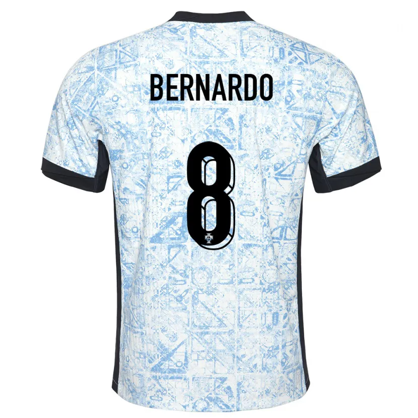 Danxen Hombre Camiseta Portugal Paulo Bernardo #8 Crema Azul 2ª Equipación 24-26 La Camisa México