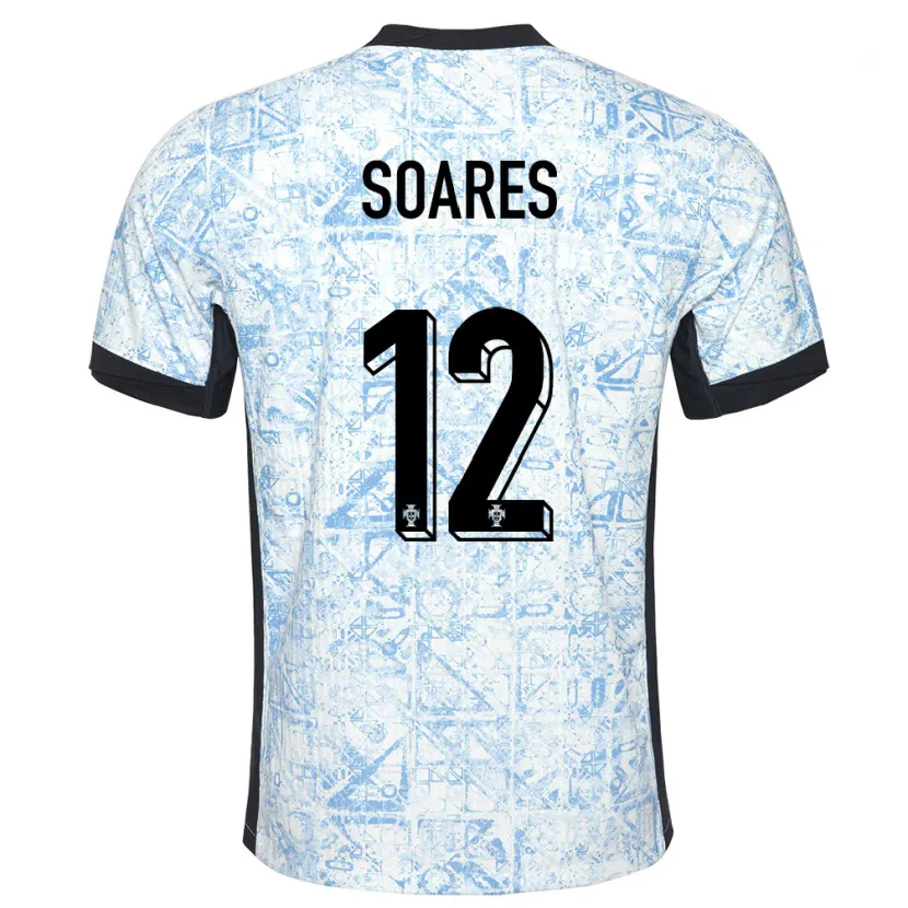 Danxen Hombre Camiseta Portugal Samuel Soares #12 Crema Azul 2ª Equipación 24-26 La Camisa México