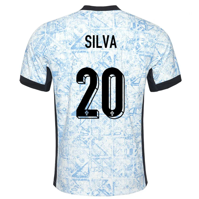 Danxen Hombre Camiseta Portugal Fabio Silva #20 Crema Azul 2ª Equipación 24-26 La Camisa México