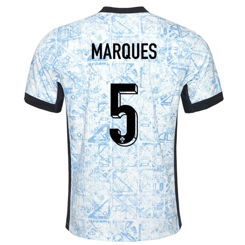 Danxen Hombre Camiseta Portugal Martim Marques #5 Crema Azul 2ª Equipación 24-26 La Camisa México