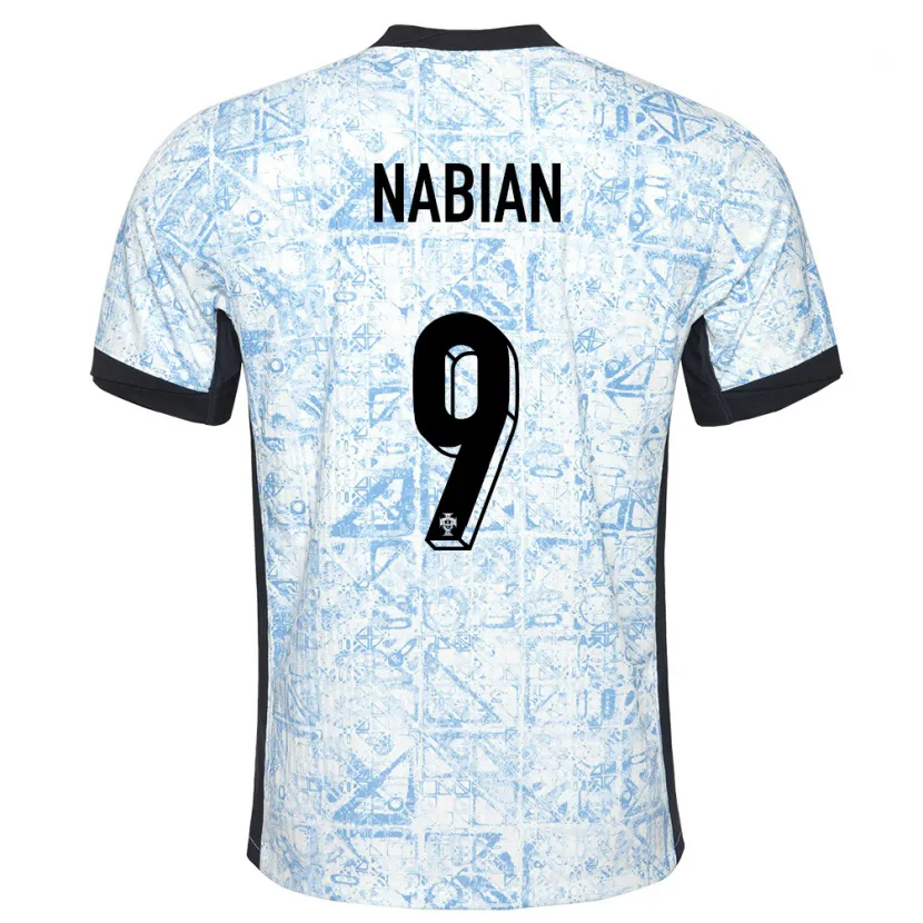 Danxen Hombre Camiseta Portugal Herculano Nabian #9 Crema Azul 2ª Equipación 24-26 La Camisa México