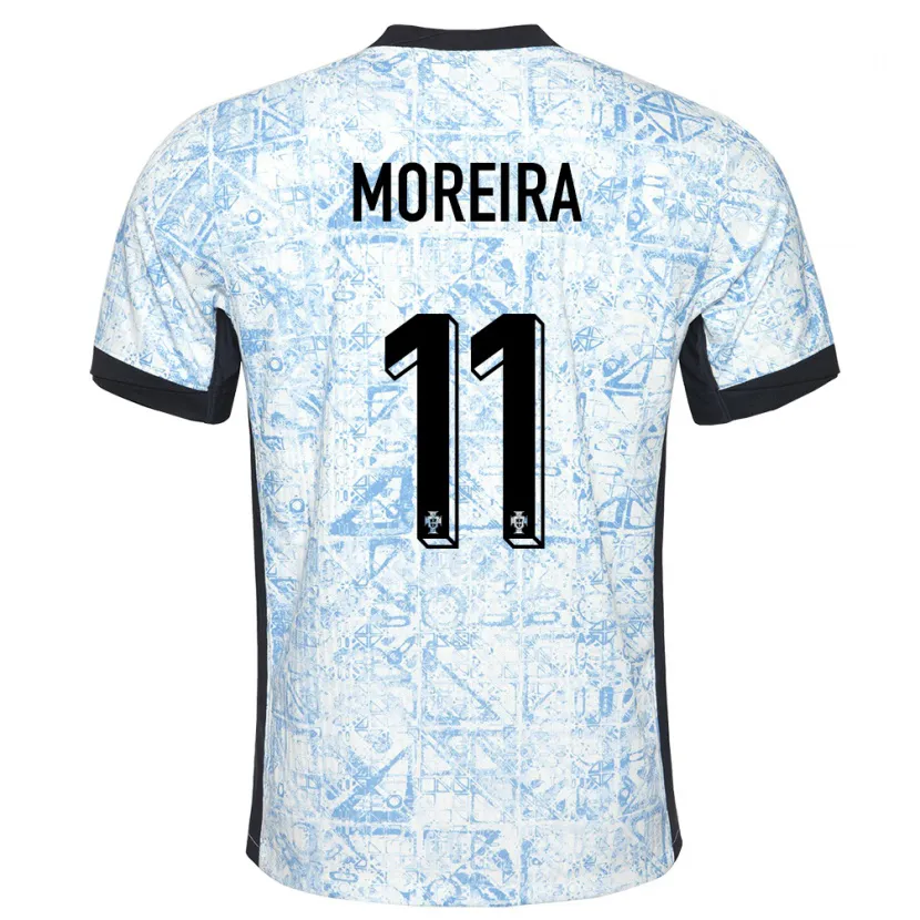 Danxen Hombre Camiseta Portugal Diego Moreira #11 Crema Azul 2ª Equipación 24-26 La Camisa México