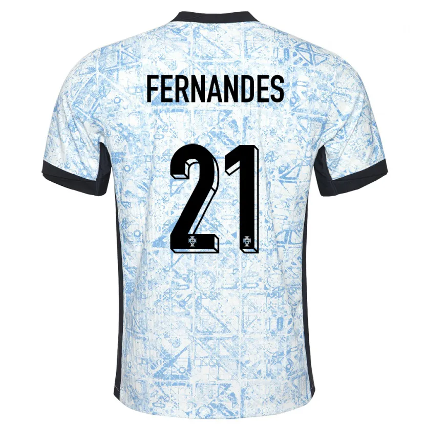 Danxen Hombre Camiseta Portugal Mateus Fernandes #21 Crema Azul 2ª Equipación 24-26 La Camisa México