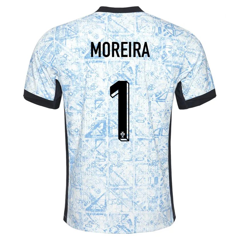Danxen Hombre Camiseta Portugal Andre Moreira #1 Crema Azul 2ª Equipación 24-26 La Camisa México