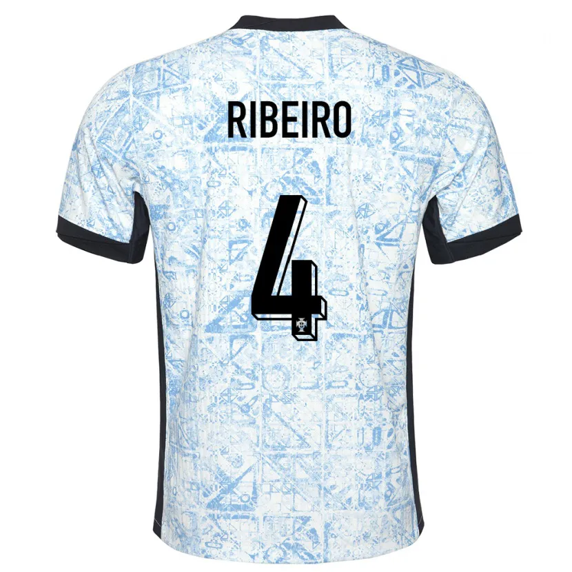 Danxen Hombre Camiseta Portugal Ricardo Ribeiro #4 Crema Azul 2ª Equipación 24-26 La Camisa México