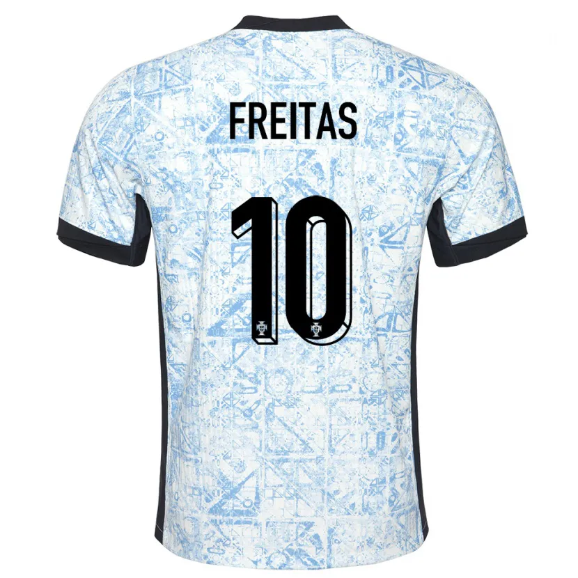 Danxen Hombre Camiseta Portugal Tiago Freitas #10 Crema Azul 2ª Equipación 24-26 La Camisa México