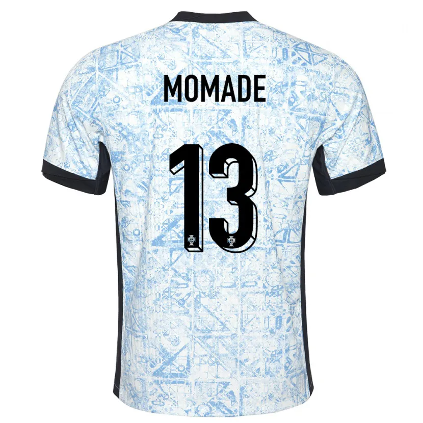 Danxen Hombre Camiseta Portugal Rayhan Momade #13 Crema Azul 2ª Equipación 24-26 La Camisa México