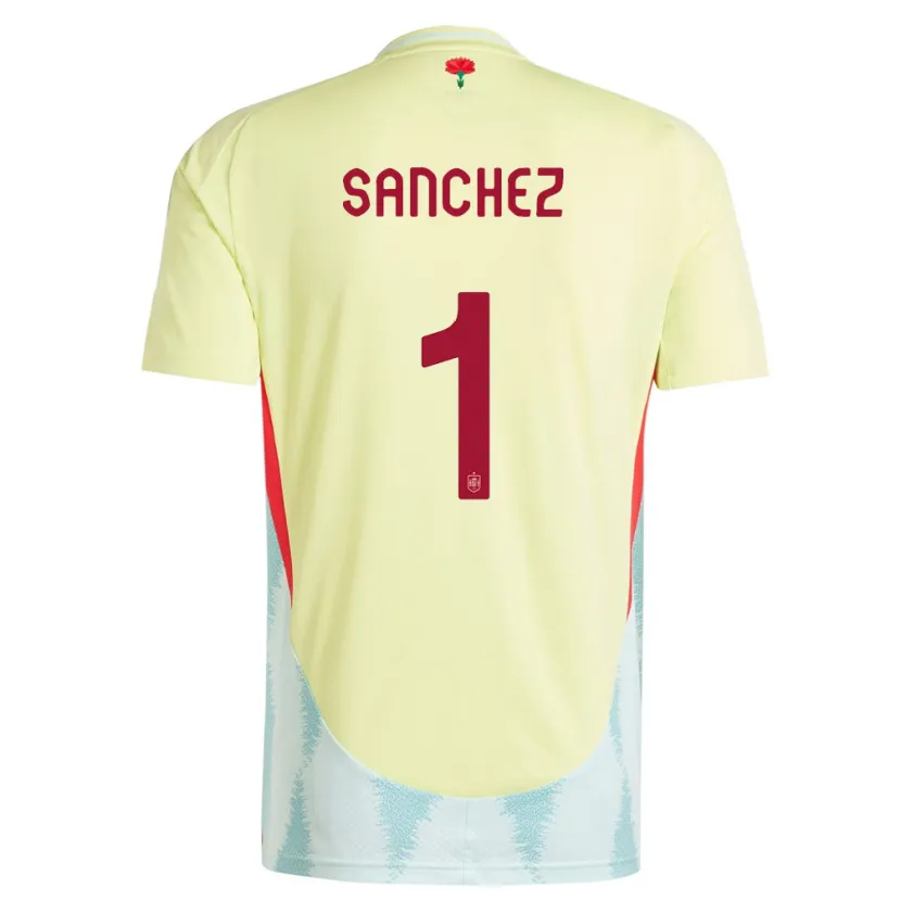 Danxen Hombre Camiseta España Robert Sanchez #1 Amarillo 2ª Equipación 24-26 La Camisa México