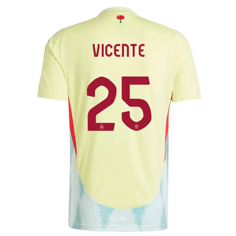 Danxen Hombre Camiseta España Ainhoa Vicente #25 Amarillo 2ª Equipación 24-26 La Camisa México