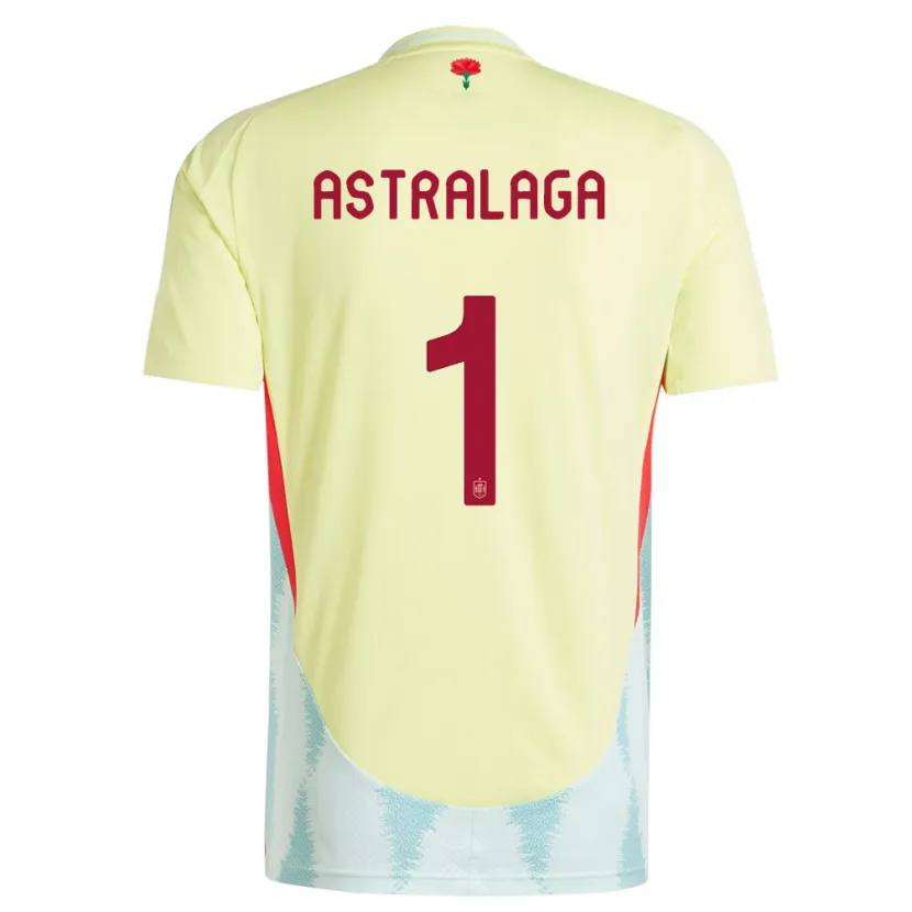 Danxen Hombre Camiseta España Ander Astralaga #1 Amarillo 2ª Equipación 24-26 La Camisa México