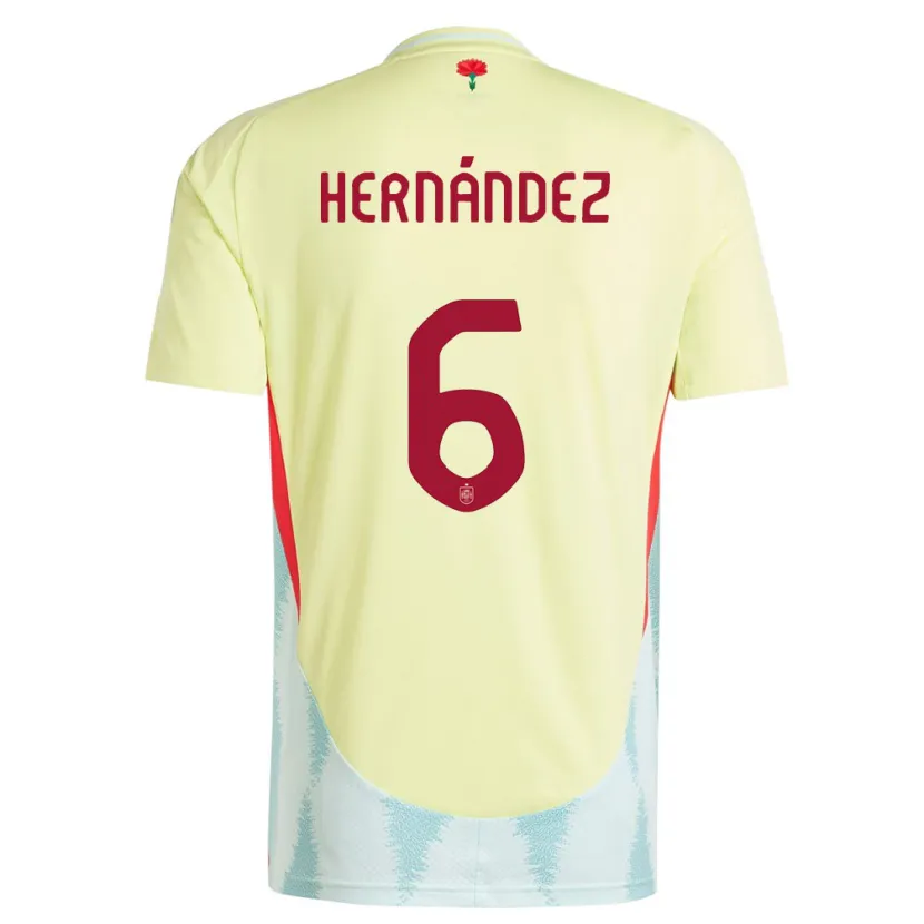Danxen Hombre Camiseta España Gerard Hernandez #6 Amarillo 2ª Equipación 24-26 La Camisa México