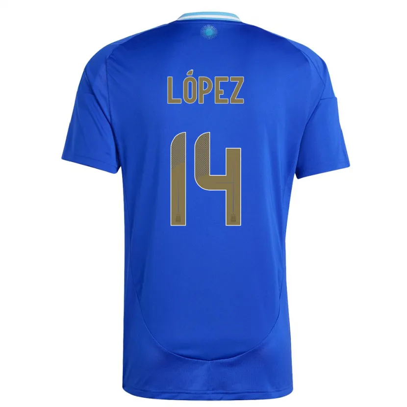 Danxen Hombre Camiseta Argentina Lautaro Lopez #14 Azul 2ª Equipación 24-26 La Camisa México