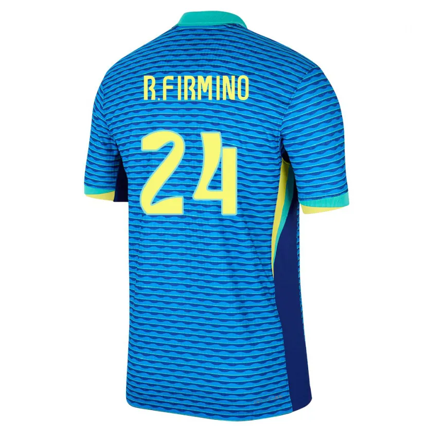 Danxen Hombre Camiseta Brasil Roberto Firmino #24 Azul 2ª Equipación 24-26 La Camisa México