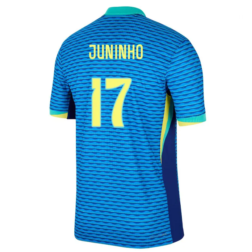 Danxen Hombre Camiseta Brasil Juninho #17 Azul 2ª Equipación 24-26 La Camisa México