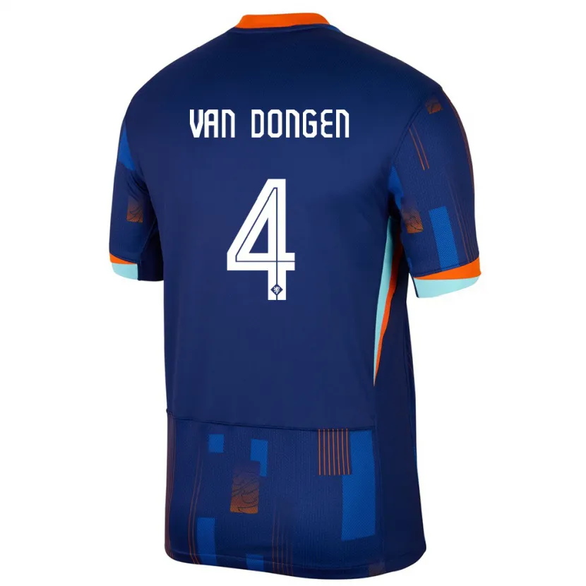 Danxen Hombre Camiseta Países Bajos Merel Van Dongen #4 Azul 2ª Equipación 24-26 La Camisa México