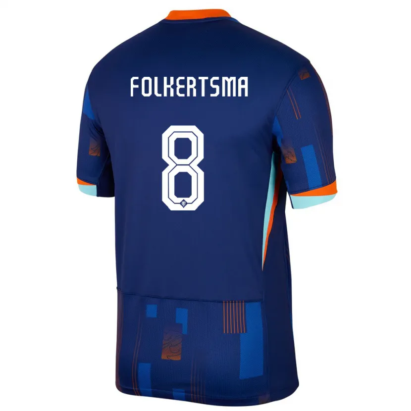 Danxen Hombre Camiseta Países Bajos Sisca Folkertsma #8 Azul 2ª Equipación 24-26 La Camisa México
