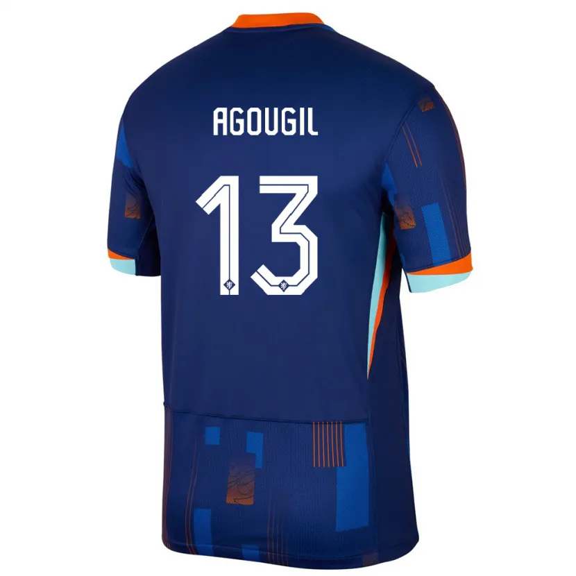 Danxen Hombre Camiseta Países Bajos Oualid Agougil #13 Azul 2ª Equipación 24-26 La Camisa México