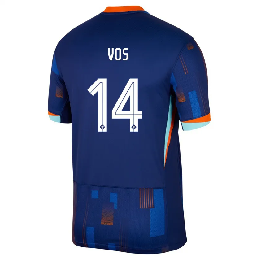 Danxen Hombre Camiseta Países Bajos Silvano Vos #14 Azul 2ª Equipación 24-26 La Camisa México