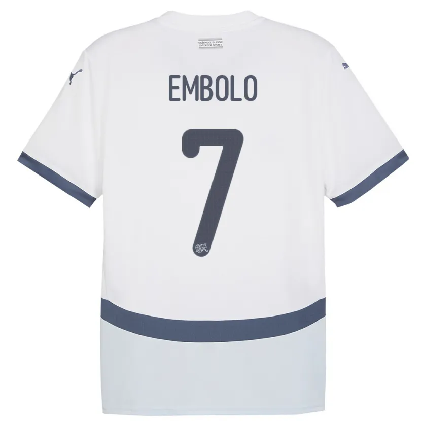 Danxen Hombre Camiseta Suiza Breel Embolo #7 Blanco 2ª Equipación 24-26 La Camisa México
